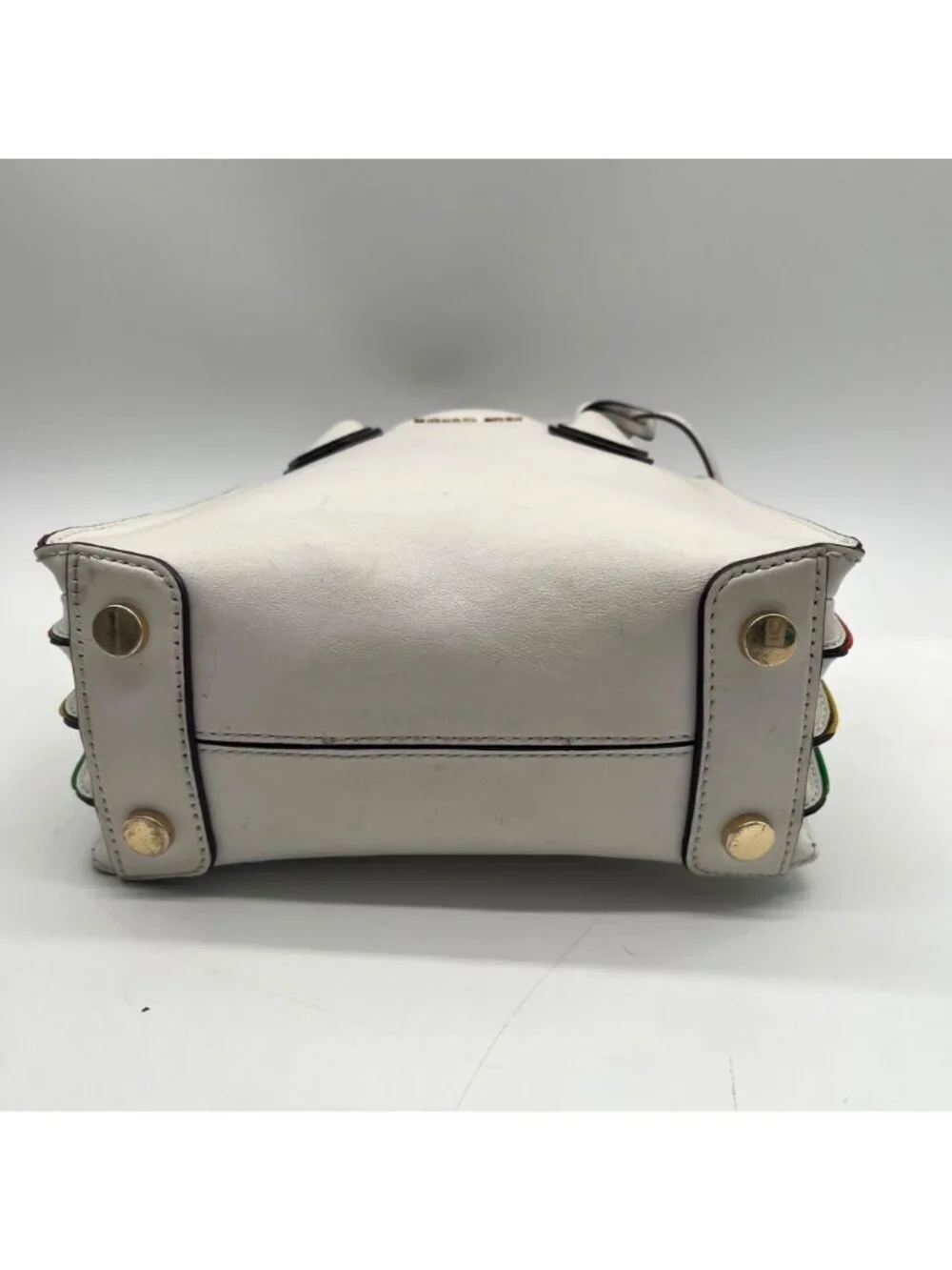 Michael Kors White Mercer Rainbow Trim Crossbody Tote